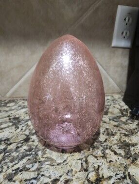 Pink Crackle Glass Decorative Egg Light Up Fairy